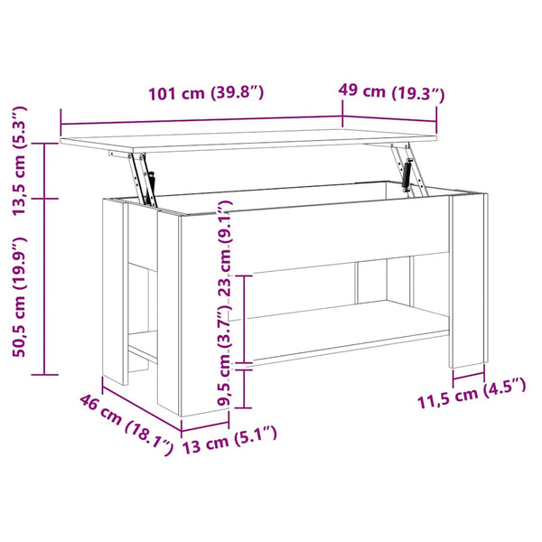 Couchtisch Grau Sonoma 101x49x52 cm