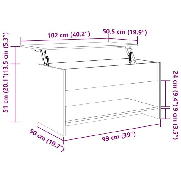 Couchtisch Grau Sonoma 102x50 cm