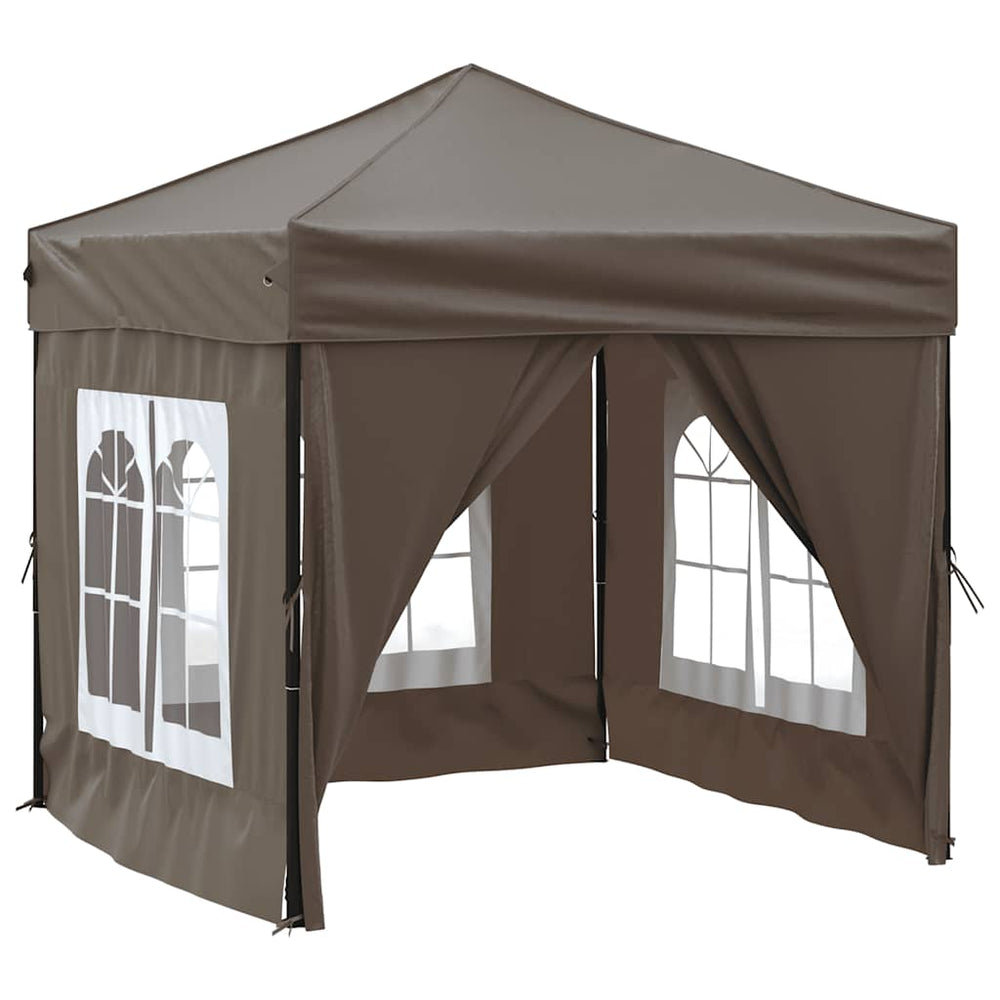 Faltbares Partyzelt Taupe 2x2 m mit Seitenwänden