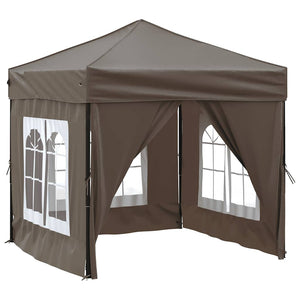 vidaXL Tente de réception pliable avec parois latérales Taupe 2x2 m