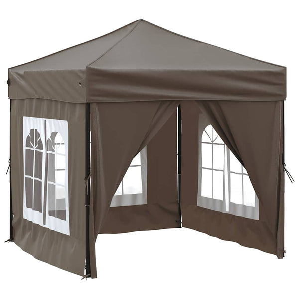 vidaXL Tente de réception pliable avec parois latérales Taupe 2x2 m