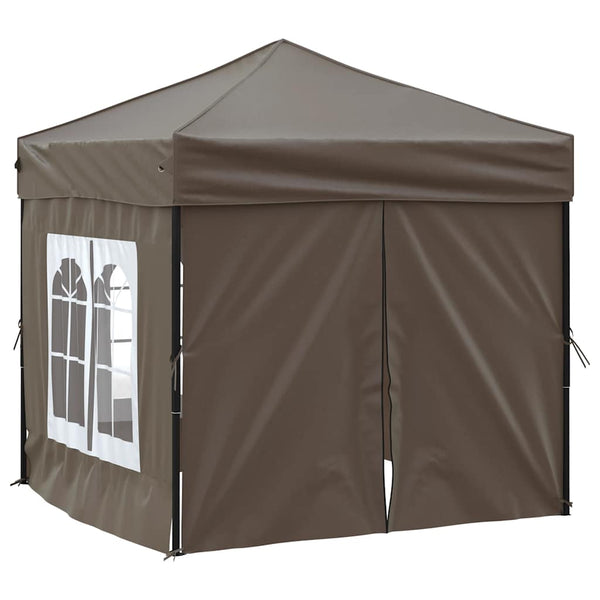 vidaXL Tente de réception pliable avec parois latérales Taupe 2x2 m