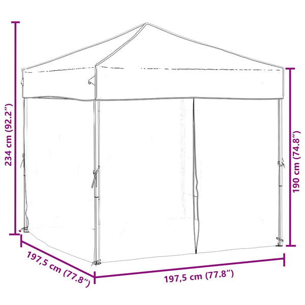 vidaXL Tente de réception pliable avec parois latérales Taupe 2x2 m