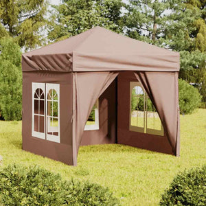 vidaXL Tente de réception pliable avec parois latérales Taupe 2x2 m