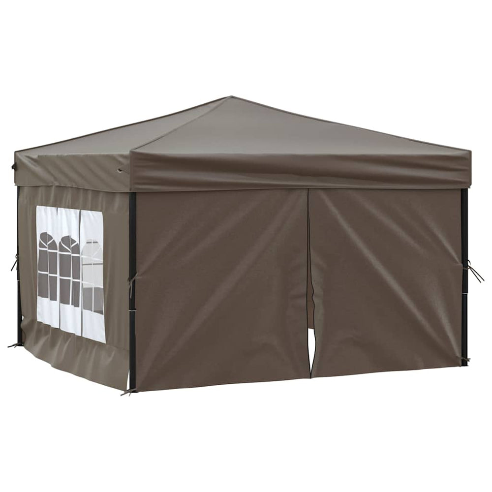 Faltbares Partyzelt Taupe 3x3 m mit Seitenwänden