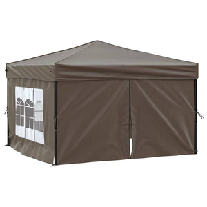 vidaXL Tente de réception pliable avec parois latérales taupe 3x3 m