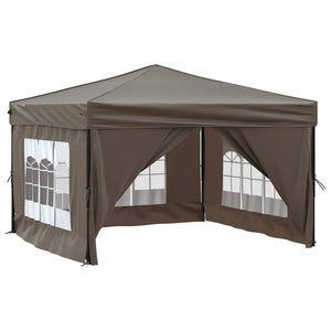 vidaXL Tente de réception pliable avec parois latérales taupe 3x3 m
