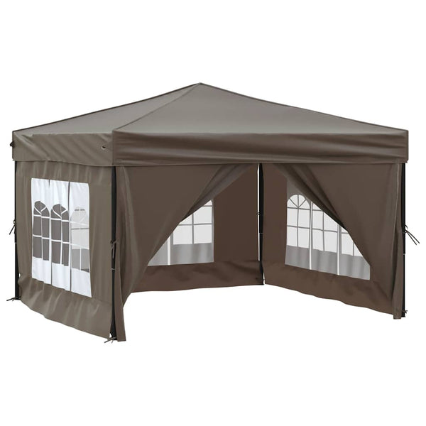 vidaXL Tente de réception pliable avec parois latérales taupe 3x3 m