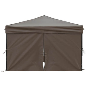 vidaXL Tente de réception pliable avec parois latérales taupe 3x3 m