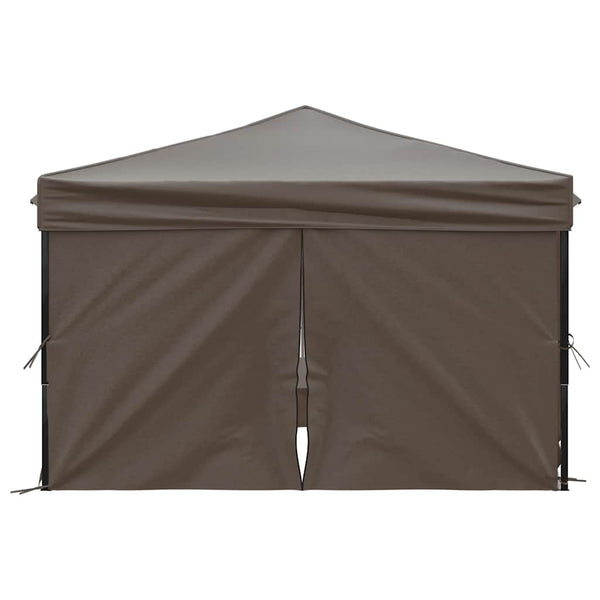 vidaXL Tente de réception pliable avec parois latérales taupe 3x3 m