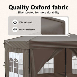 vidaXL Tente de réception pliable avec parois latérales taupe 3x3 m