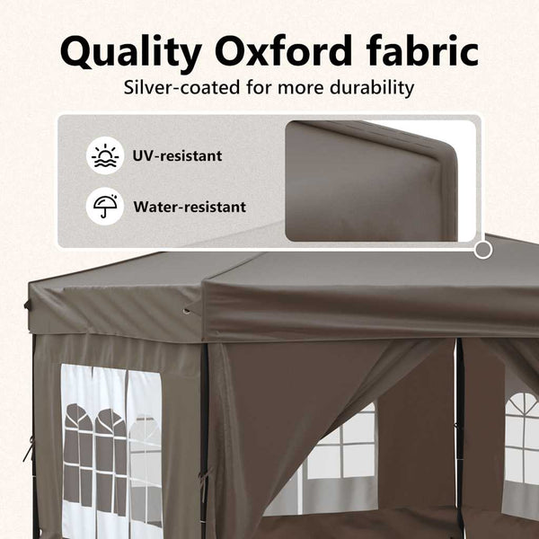vidaXL Tente de réception pliable avec parois latérales taupe 3x3 m
