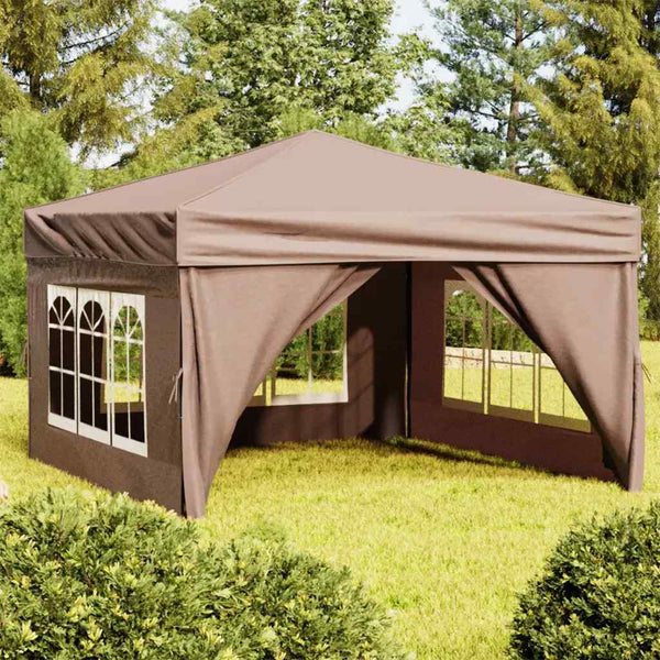 vidaXL Tente de réception pliable avec parois latérales taupe 3x3 m