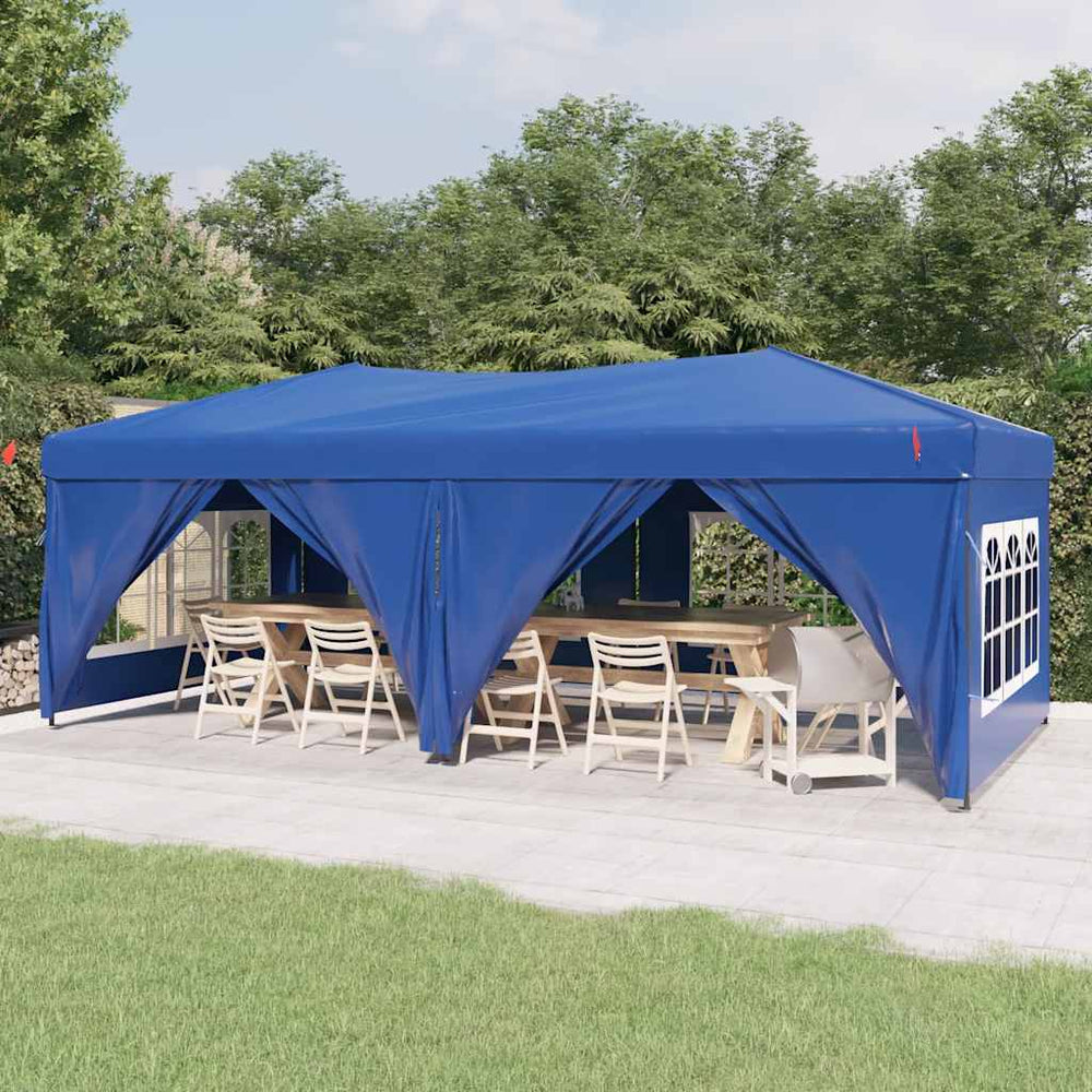 Blaues Faltbares Partyzelt 3x6 m mit Seitenwänden