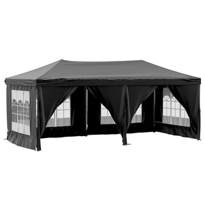 Faltbares Partyzelt Schwarz 3x6 m mit Seitenwänden