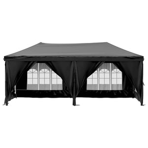 Faltbares Partyzelt Schwarz 3x6 m mit Seitenwänden