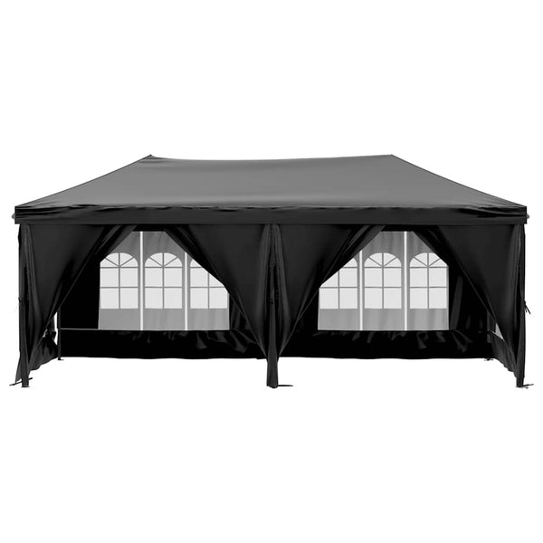 Faltbares Partyzelt Schwarz 3x6 m mit Seitenwänden