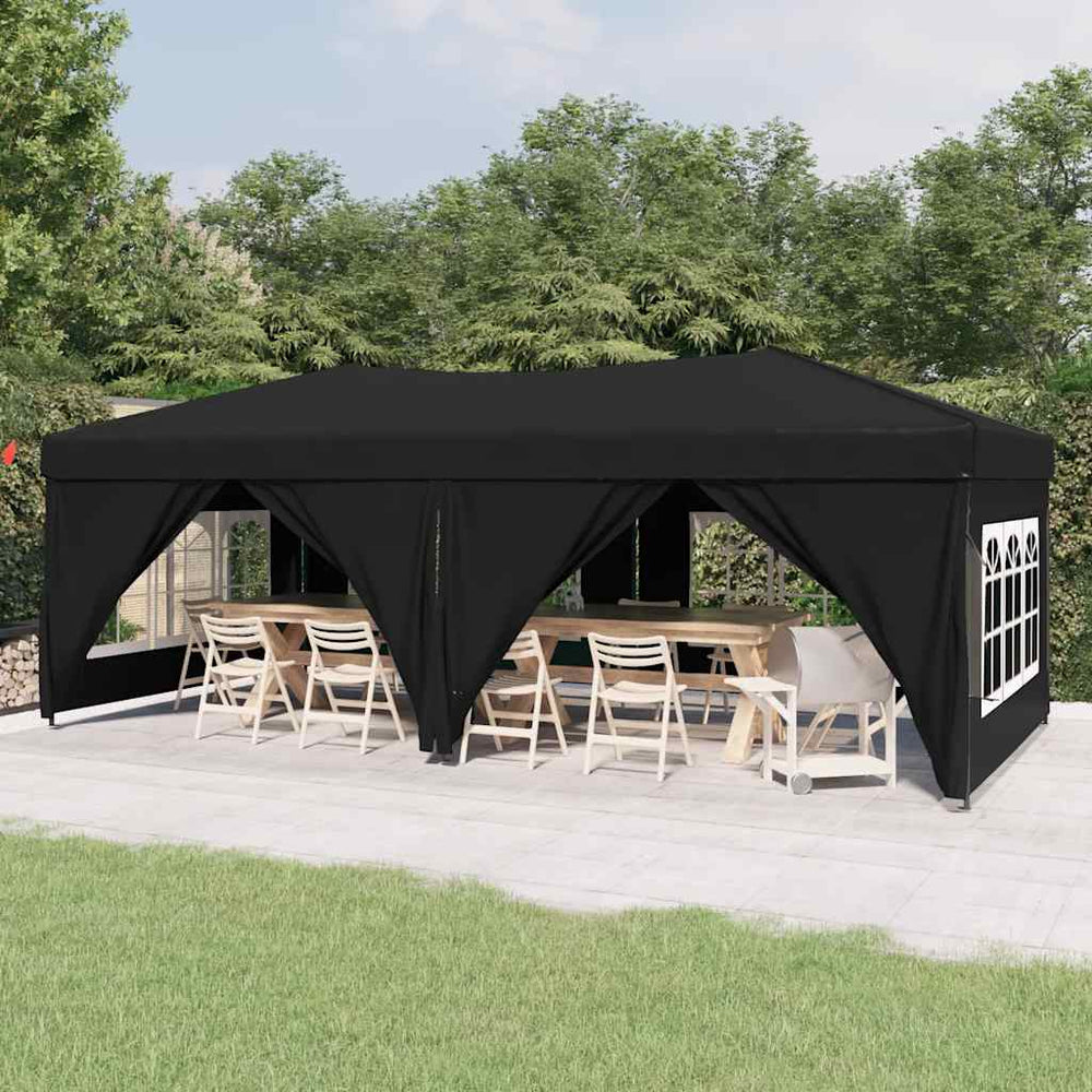 Faltbares Partyzelt Schwarz 3x6 m mit Seitenwänden