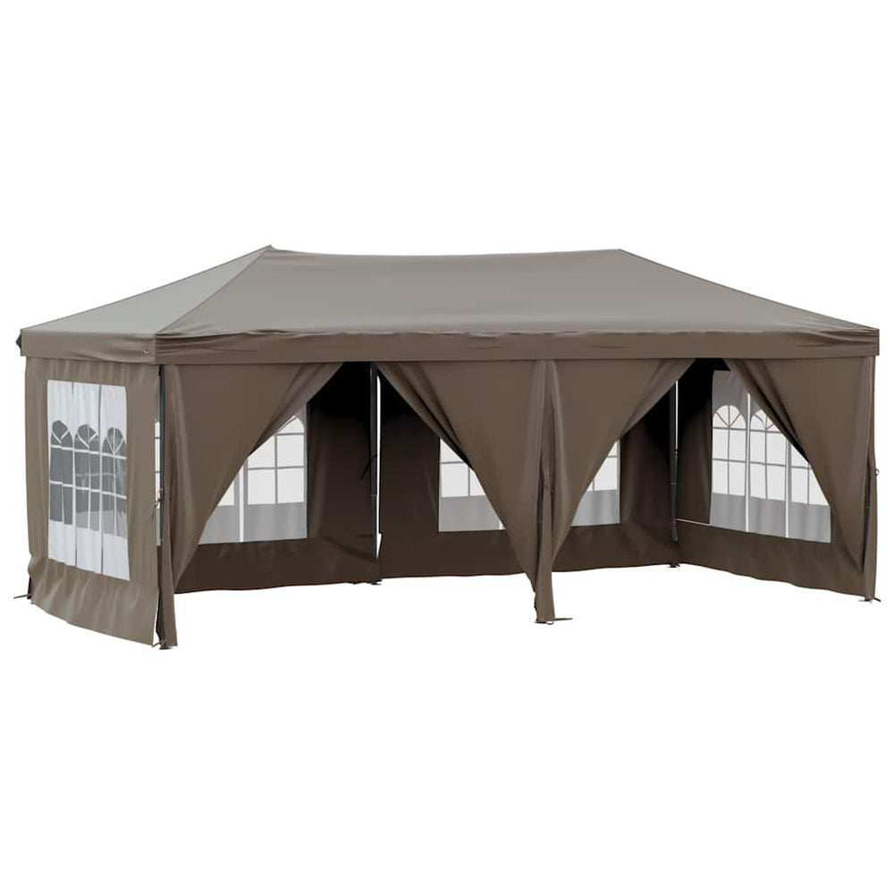 Faltbares Partyzelt 3x6 m Taupe mit Seitenwänden