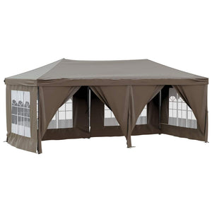 Faltbares Partyzelt 3x6 m Taupe mit Seitenwänden