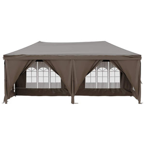 Faltbares Partyzelt 3x6 m Taupe mit Seitenwänden