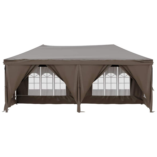 Faltbares Partyzelt 3x6 m Taupe mit Seitenwänden