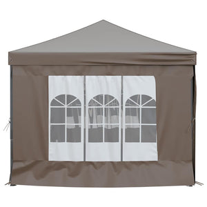 Faltbares Partyzelt 3x6 m Taupe mit Seitenwänden