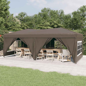Faltbares Partyzelt 3x6 m Taupe mit Seitenwänden
