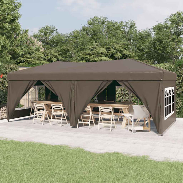 Faltbares Partyzelt 3x6 m Taupe mit Seitenwänden