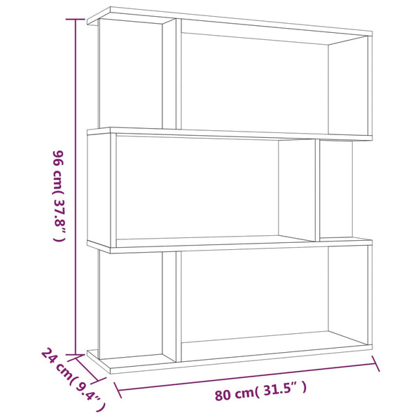 Bücherregal Raumteiler Grau Sonoma 80x96 cm