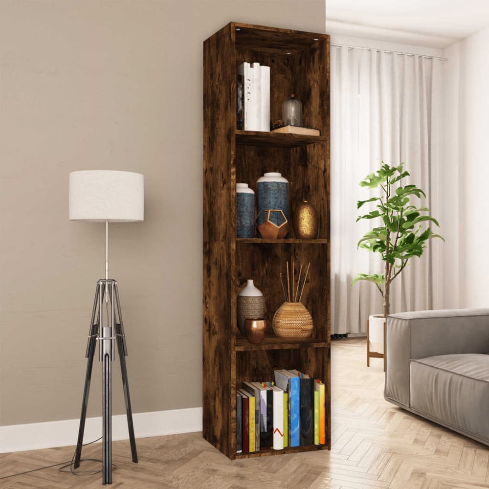 vidaXL Bibliothèque/meuble TV chêne fumé 36x30x143 cm en bois d'ingénierie