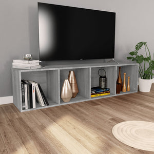 Grauer Bücherschrank/TV-Schrank Sonoma