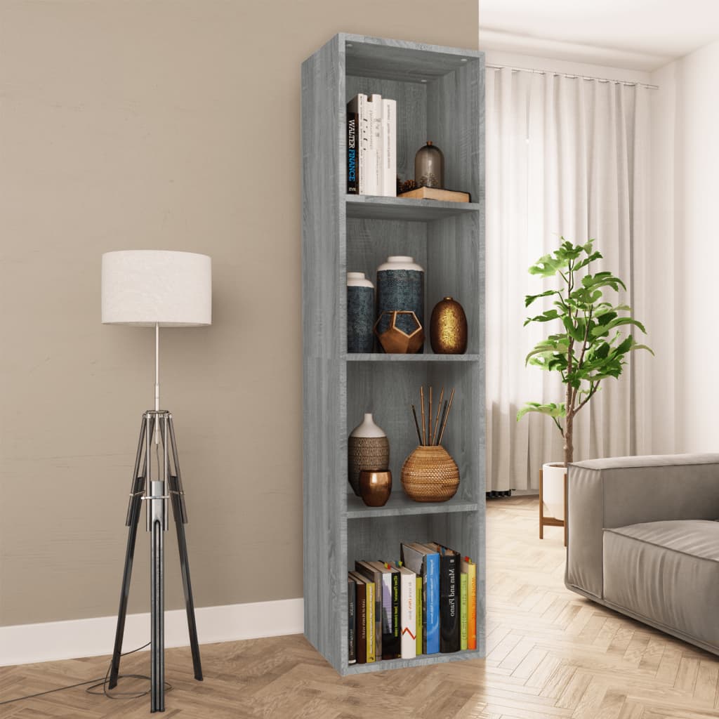 Grauer Bücherschrank/TV-Schrank Sonoma