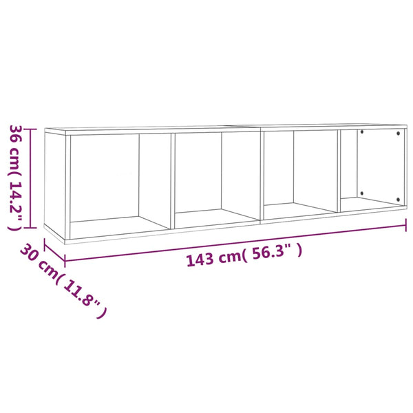 Bücherschrank TV-Schrank Braun Eiche 36x30x143 cm