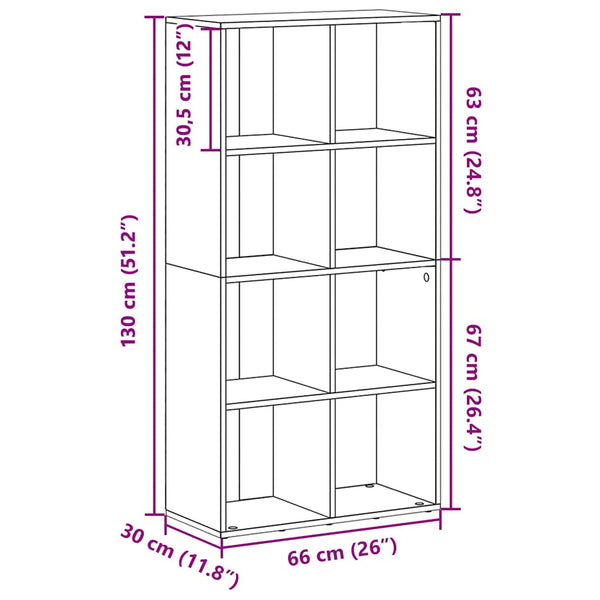 Bücherregal Sideboard Grau Sonoma 66x130 cm