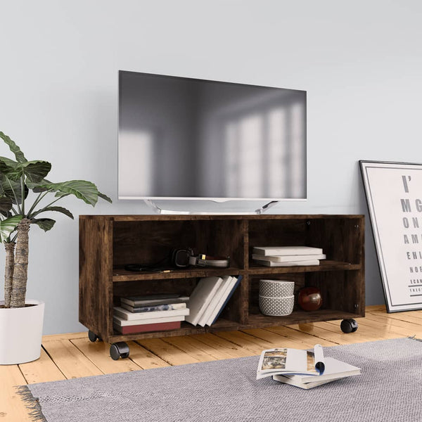 TV-Schrank Räuchereiche 90 cm mit Rollen