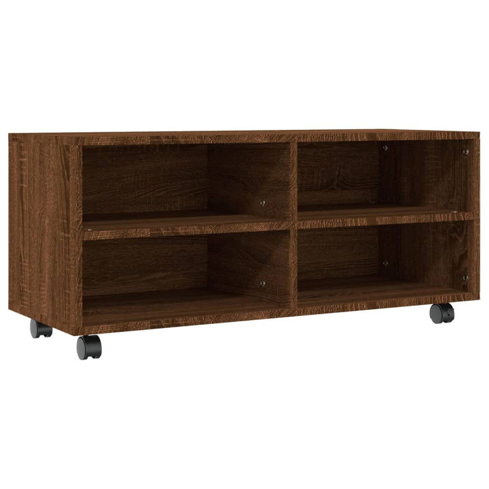 vidaXL TV Cabinet with Wheels Brown Oak 90x35x35 cm Engineered Wood