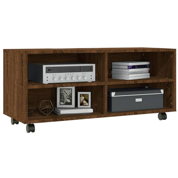 TV-Schrank Braun Eiche mit Rollen 90x35x35 cm