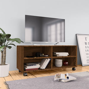 TV-Schrank Braun Eiche mit Rollen 90x35x35 cm