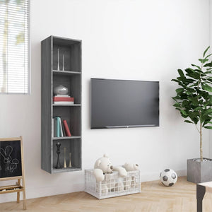 Bücherschrank TV-Schrank Grau Sonoma