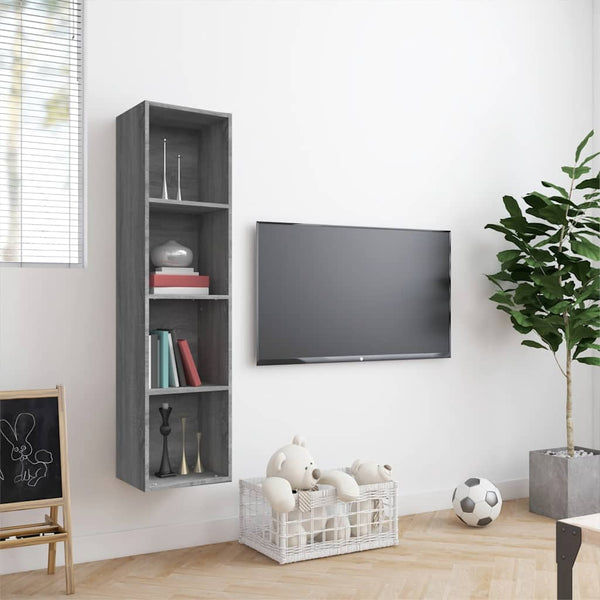 Bücherschrank TV-Schrank Grau Sonoma