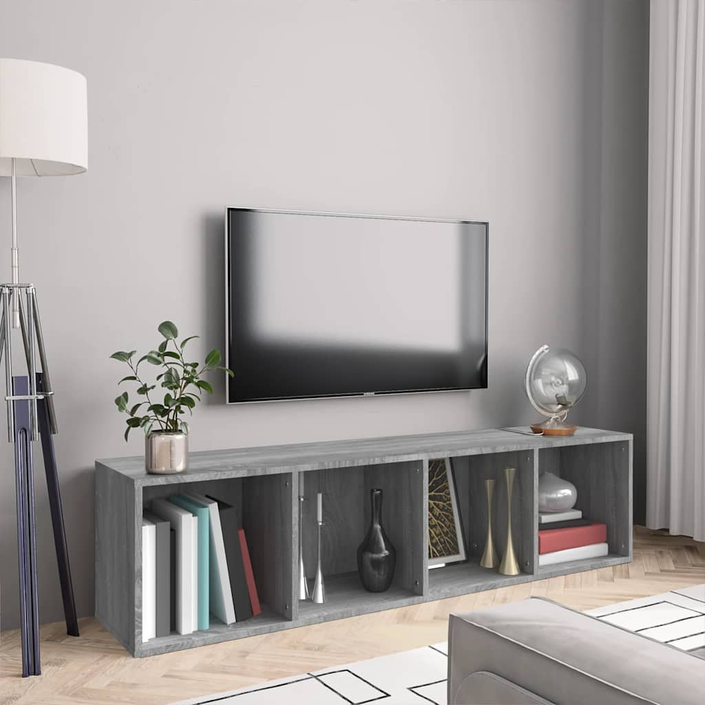 Bücherschrank TV-Schrank Grau Sonoma