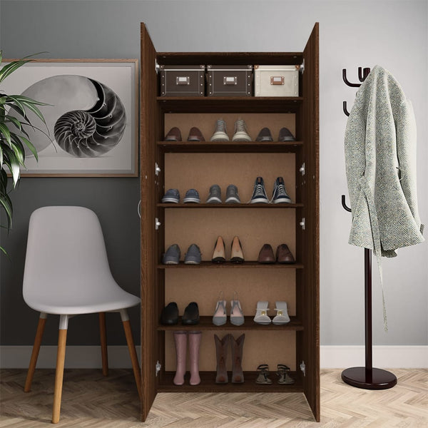 Schuhschrank Braun Eichenoptik, 180 cm hoch