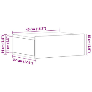 Hängender Nachttisch Grau Sonoma 40x30x15 cm