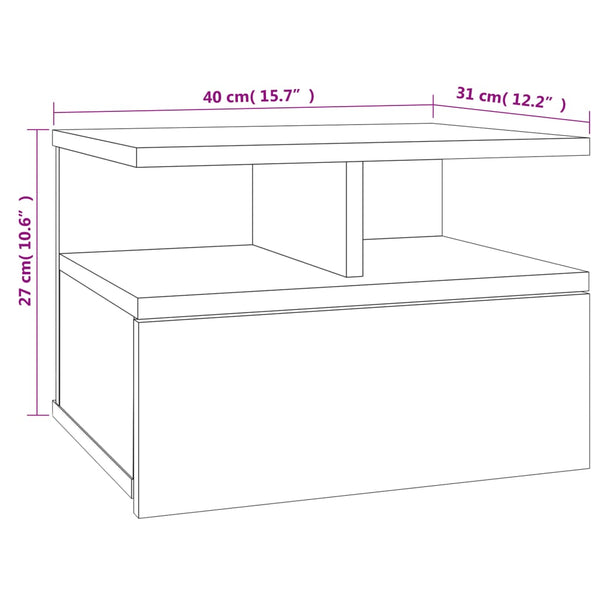 Hängender Nachttisch Räuchereiche 40cm