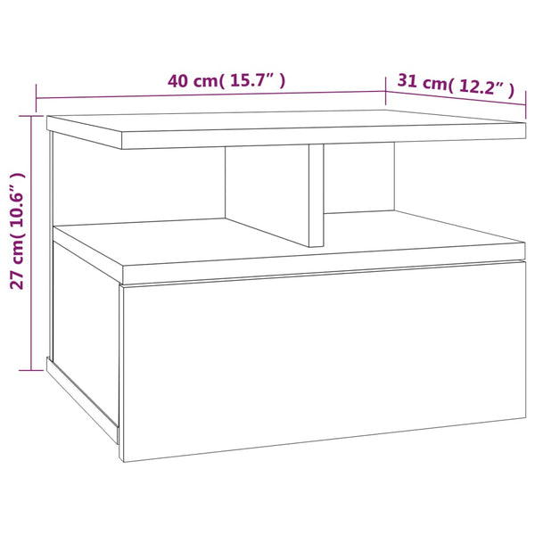 Hängender Nachttisch Grau Sonoma 40 cm