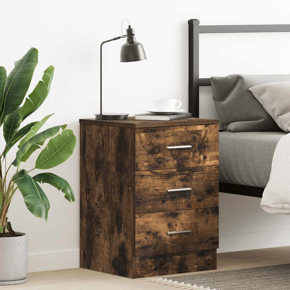 vidaXL Nightstand Smoked Oak 38x35x56 cm Engineered Wood
