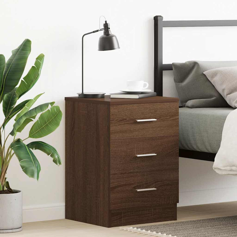 vidaXL Bedside Cabinet Brown Oak Look 38x35x56 cm Engineered Wood