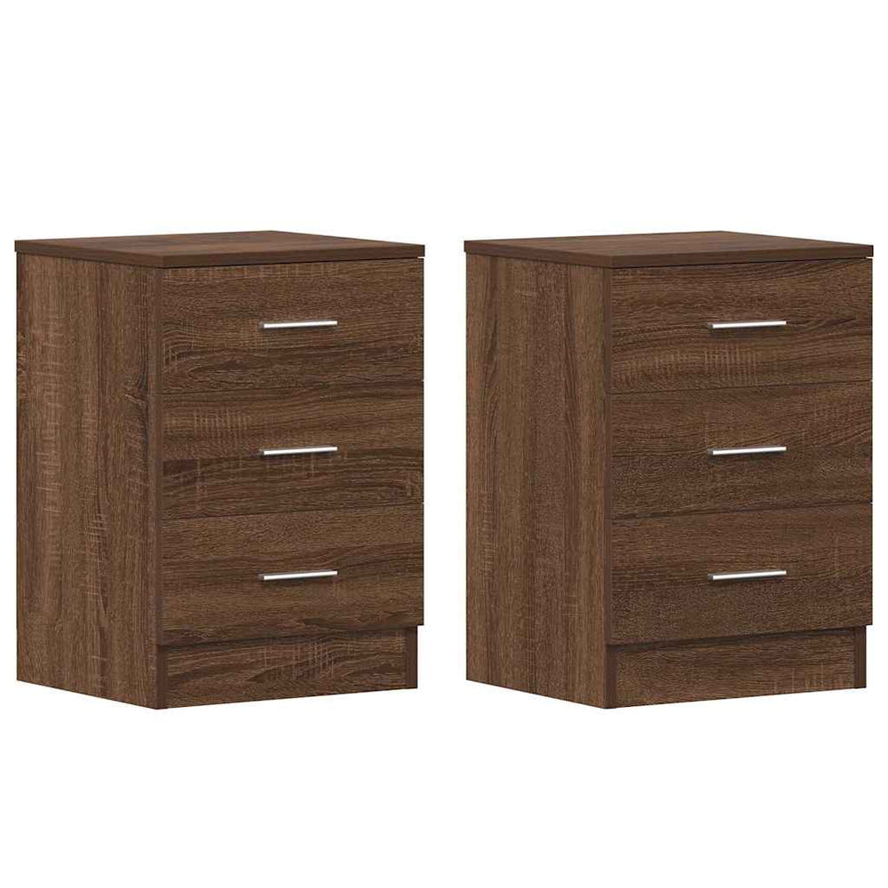 Nachttische 2er Set Braun Eichenoptik