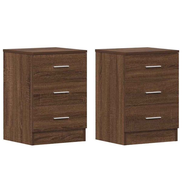 Nachttische 2er Set Braun Eichenoptik